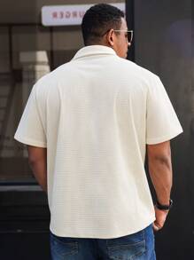 Manfinity Homme Plus Size Men's Casual Versatile Solid Color Short Sleeve Shirt - Apricot - View 2