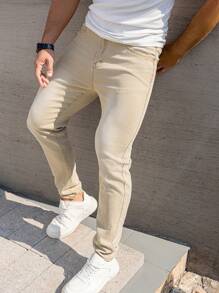 Manfinity Homme Men's Casual Washed Minimalist Tapered Jeans - Apricot - View 3