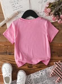 GARFIELD X SHEIN Young Girl Casual Cartoon Cat Print Short Sleeve T-Shirt, Summer