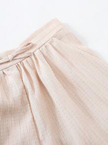 SHEIN Leap Crew 3pcs Tween Girls Casual Beach/Home Textured Rope Bow Shorts Set For Spring/Summer - Multicolor - View 6