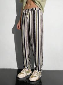 SHEIN Teen Boy Pocket Striped Minimalist Casual Long Pants, Everyday Wear - Multicolor - View 3