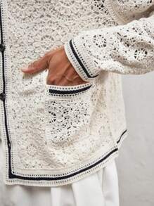 AKNOTIC Business Casual 男士修身时尚休闲针织秋季毛衣，适合秋冬季 - 杏色 - 查看 4