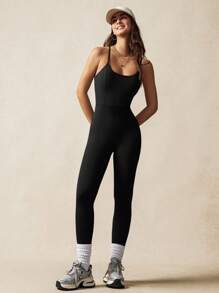 VARSITIE 紧致美背瑜伽女式运动连体衣 - 黑色 - 查看 8