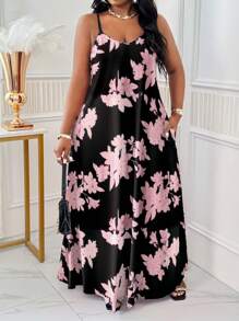 SHEIN Lady Spring And Summer Casual Beach Spaghetti Strap Ball Gown Cami Dress Plus Size Dresses Plaid Dress African Dress Vacation Outfits Woman Beach Outfits For Woman Vacation Vacation Outfits Women Beach Vacation Outfits Beach Sundress Spring Outfits For Women,Beach Dress Sundress,Holiday Outfits Boho