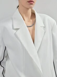Áo khoác Blazer đen trắng thiết kế tương phản phong cách đô thị hiện đại dành cho nữ, trang phục thường ngày, mùa xuân - trắng - Xem 6