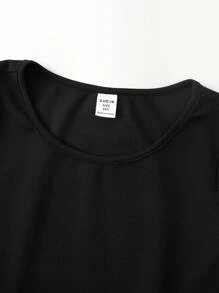 SHEIN Leap Crew Tween 女童蝴蝶结装饰拼色圆领荷叶边袖迷你连衣裙 - 黑與白 - 查看 5