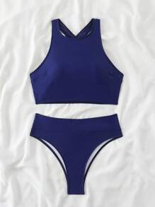 Swim SPRTY Bộ đồ bơi Tankini hai mảnh màu xanh navy dành cho nữ Springbreak, đồ bơi đi biển thường ngày - Màu xanh hải quân - Xem 5