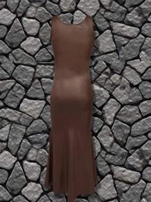 Vestido ajustado sin mangas con escote en U, estilo europeo y americano, nueva moda elegante y versátil para mujeres