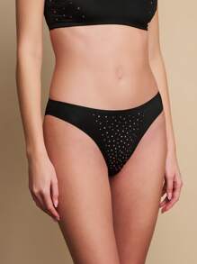 TryMe Women's Rhinestone Embellished Bikini Leg Soft Underwear - Black - View 4