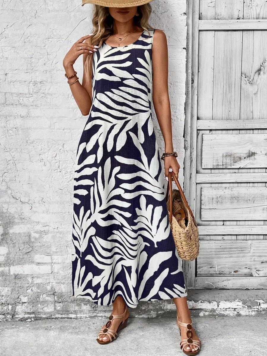 EMERY ROSE Đầm Maxi Mùa Hè Không Tay Cổ Tròn In Hoa Cỡ Lớn Cho Nữ - Nhiều màu - Xem 1