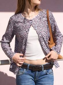 INAWLY Leopard Casual Jacket For Women, Autumn/Winter Fall Cloth For Women - Multicolor - View 7