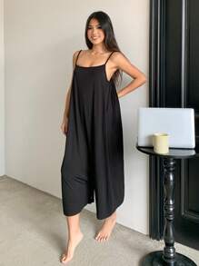 DAZY Mono ancho y suelto de color liso informal para mujer, ropa de estar en casa