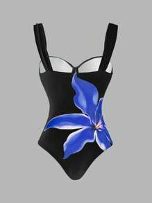 Swim Oasis 2pcs/Set Women 2025 Floral Print Camisole One-Piece Swimsuit With Cover-Up Skirt For Beach Holiday Summer - Multicolor - View 2