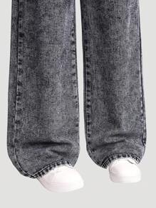 SHEIN Explorewe 2pcs Tween Girl All-Match Versatile Straight Wide Leg Denim Jeans, School, Campus, College Chic For Autumn/Winter - Multicolor - View 3