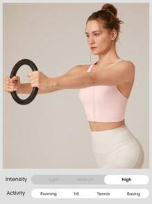 GLOWMODE 高支撑前拉链扣式工字背心运动文胸健身房健身运动背心速干吸湿排汗 - 粉色 - 查看 7