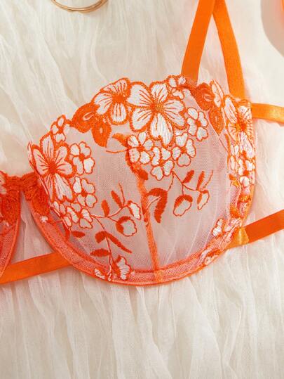 Women Geborduurde Bow Lingerie Set view 4