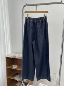 DAZY Pantalones vaqueros de cintura elástica, con pernera ancha y corte holgado, para todas las estaciones