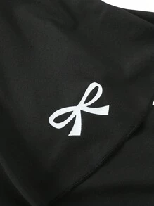 Sparklyn 假日、夏季、旅行少女休闲优雅蝴蝶结图案打底裤，适合春、秋、夏季穿着，非常适合户外活动 - 黑色 - 查看 4