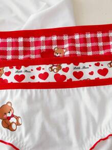 Bộ 3 quần lót 100% cotton họa tiết gấu dễ thương và kẻ caro cho bé gái tuổi teen - Nhiều màu - Xem 4