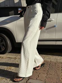 DAZY Damen Gerade Hose, unifarbig, strukturierter Stoff, geeignet für Frühling und Sommer