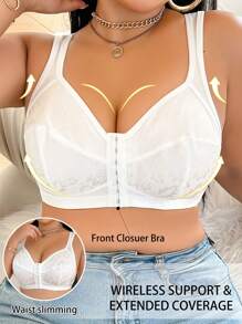 1 件大码前钩无钢圈文胸 - 白色 - 查看 4