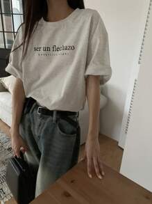 DAZY Vrouwen & Tienermeisjes Casual Ronde Hals Losse Letter Print T-shirt