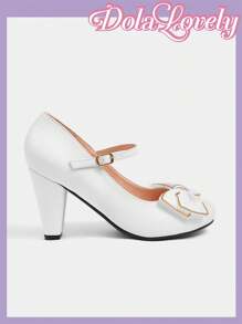 Dola Lovely Women's Black & White Mary Jane Pumps With Classic Vintage Lolita Lace Design