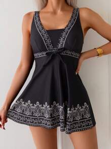 Swim Lushoire Vacation Summer Beach Paisley Print Tankini Set