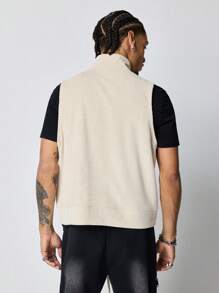 ROMWE MEN Men's Solid Color Zip-Front Casual Vest - White - View 6