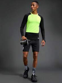 Manfinity Sport Corelite Men's Solid Color Patchwork Lace-Up Pocket Simple Casual Sports Shorts