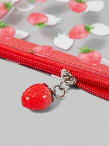 ROMWE Kawaii 1 件透明 PVC 草莓时尚化妆包 - 紅色 - 查看 5