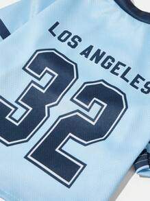 PETSIN 1pc Pet Dog Cat Blue #32 LA Number & Letter Print Jersey, Fashionable Casual Breathable & Soft Dog Shirt