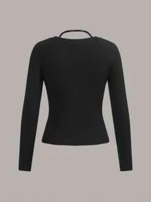 TaskEZ Simple Solid Color Long Sleeve Scrub Uniform Top