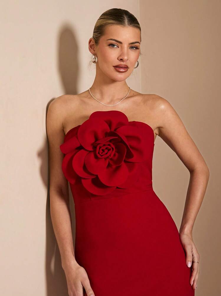 red maxi dress shein Prom Dress Shein Red Lace Dress Hauture Elegant Red Backless Maxi Dress  With Lace-Up Back