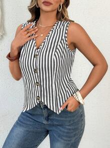 Flirla Women's Plus Size Business Casual Slim Fit V-Neck Vest, Lightweight Spring/Summer - Multicolor - View 4
