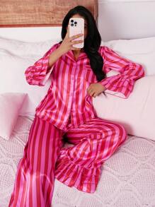 SweetSlumber Conjunto de pijama de mujer con cárdigan a rayas