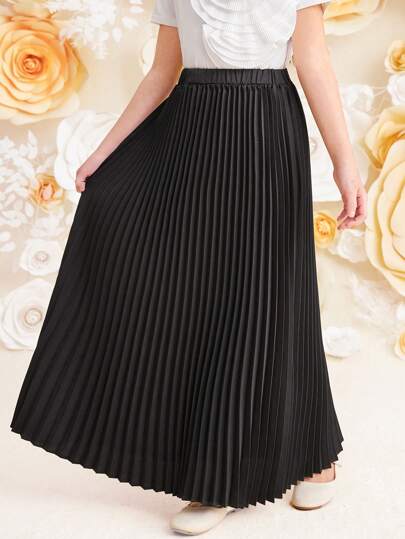 SHEIN Leap Crew 复活节女孩碎花褶皱 A 字裙