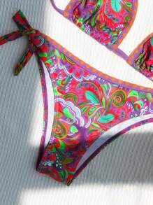 Swim Vcay Bộ bikini cổ yếm in hoa cho nữ đi nghỉ mát mùa hè ở bãi biển - Nhiều màu - Xem 5