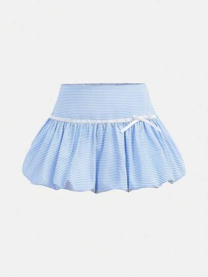 Girlism 少女学校/返校季，甜美可爱丝带蝴蝶结条纹迷你裙芭蕾短裙