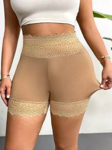 Firerie Plus Size Women's Khaki Basic Short Leggings - Apricot - View 3