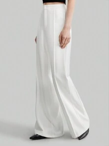 Ontre 女士直筒休闲/商务通勤白色美元钞票牙签设计裤 - 白色 - 查看 6