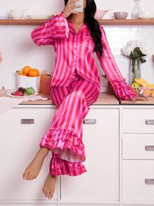 SweetSlumber Conjunto de pijama de mujer con cárdigan a rayas
