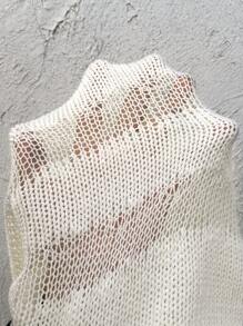 Breezaya Women Asymmetric Neckline Hollow-Out Lightweight Long Sleeve Knit Top Knit Pullover Fall Winter Sweater