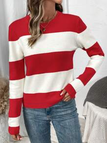 SHEIN LUNE 时尚优雅毛衣，女士长袖宽松针织套头衫，秋冬针织套头衫秋季 - 彩色 - 查看 6