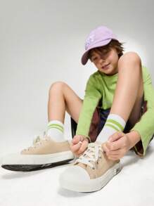 JNSQ Chaussures De Toile Vulcanisée À Coupe Basse Décontractée De Style Printemps/été De Base À La Mode Pour Enfants