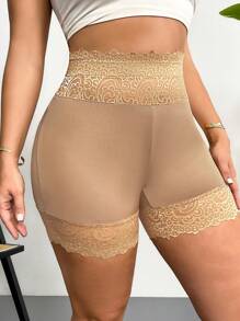 Firerie Plus Size Women's Khaki Basic Short Leggings - Apricot - View 5