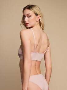 TryMe Bralette de lencería con cuello de pico suave, ajustable y con adorno de strass para mujeres - Rosa vieja - Ver 4