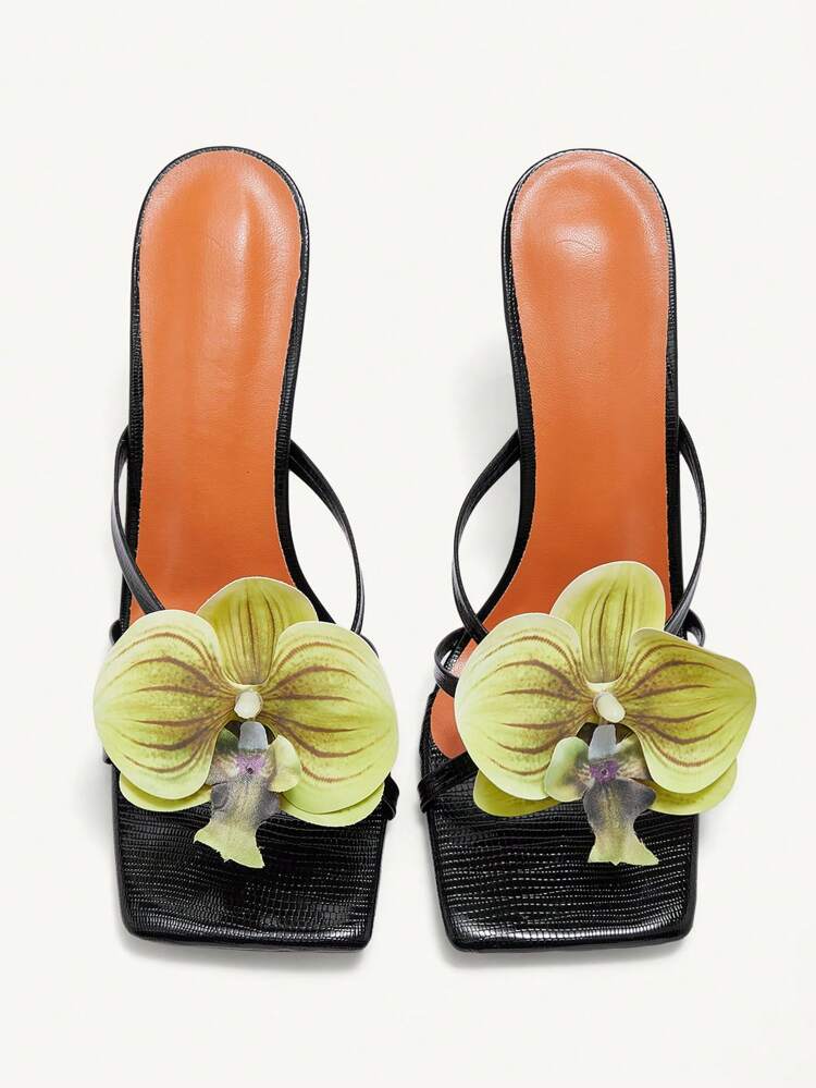 CUCCOO CHICEST Women's Fashion 3D Floral Decor Sexy High Heel Sandals, Suitable For Party Events Spring Shoes Spring Break Easter Prom Heels