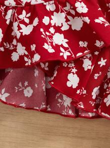 SHEIN 2件套女婴夏季可爱碎花图案百褶迷你裙和针织上衣套装 - 白色 - 查看 6