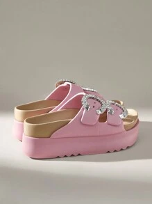 Solecia Women's Platform Slip On Slide Sandals, Minimalist Casual Everyday Wear